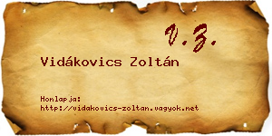 Vidákovics Zoltán névjegykártya